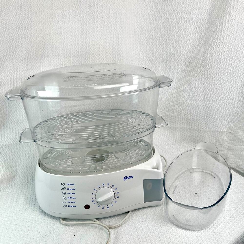 Oster 2 Tier Food Steamer Rice Cooker Electric Vegetable Fish Cooker White